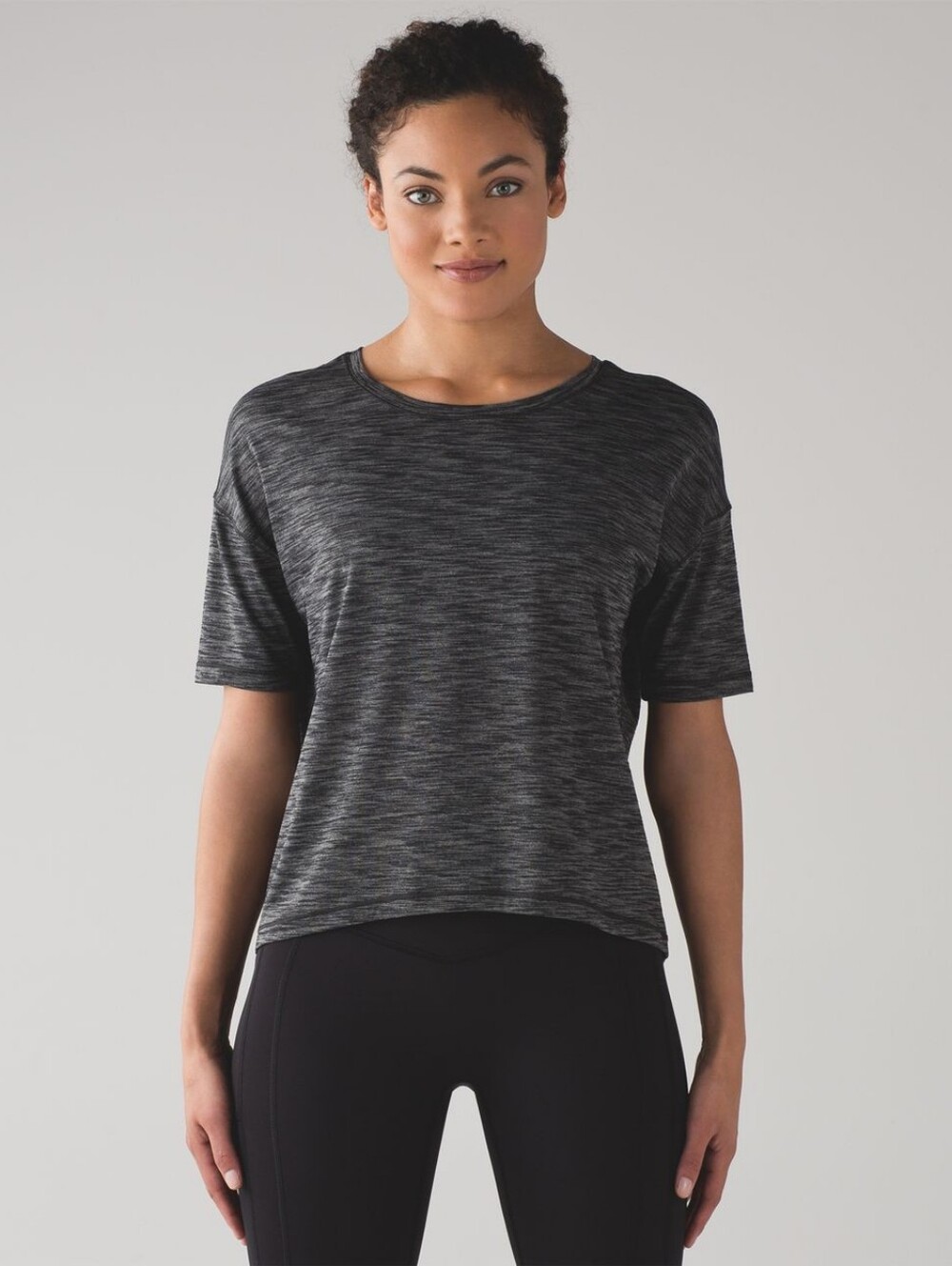 Lululemon Run It Out Heathered Black Soft Boxy Short Sleeve Curved Hem•🖤🩶